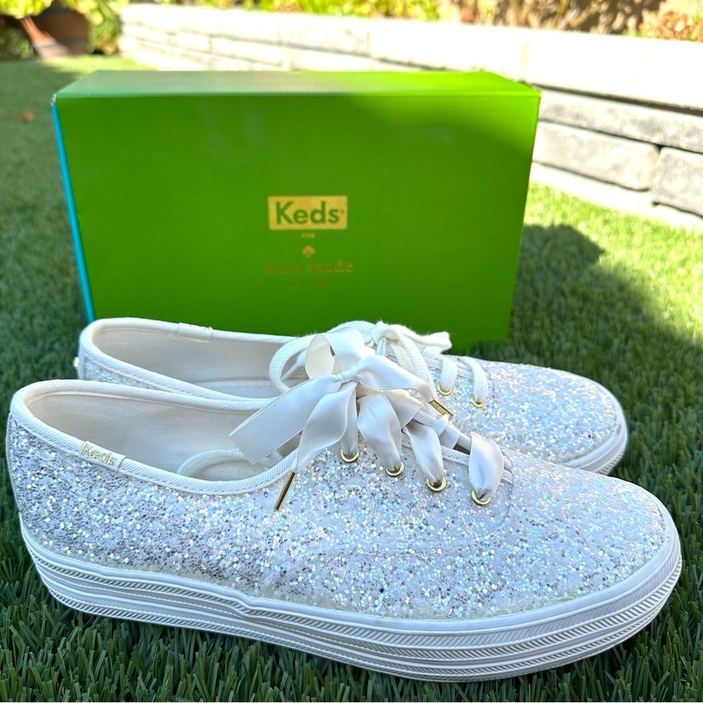 Keds x Kate Spade White Glitter Sneakers